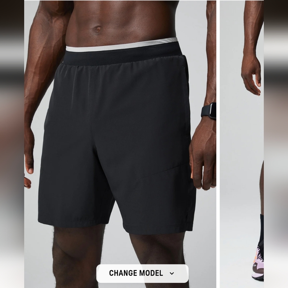 Men's Fabletics The 7" Fundamental Short II Black. Unlined- Size XXL